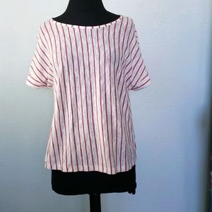 Jones N.Y. Red White Striped Top Small